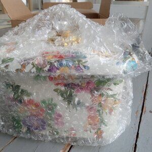 NIB Mackenzie-Childs Flower Market Enamel Recipe Box with Recipe Cards